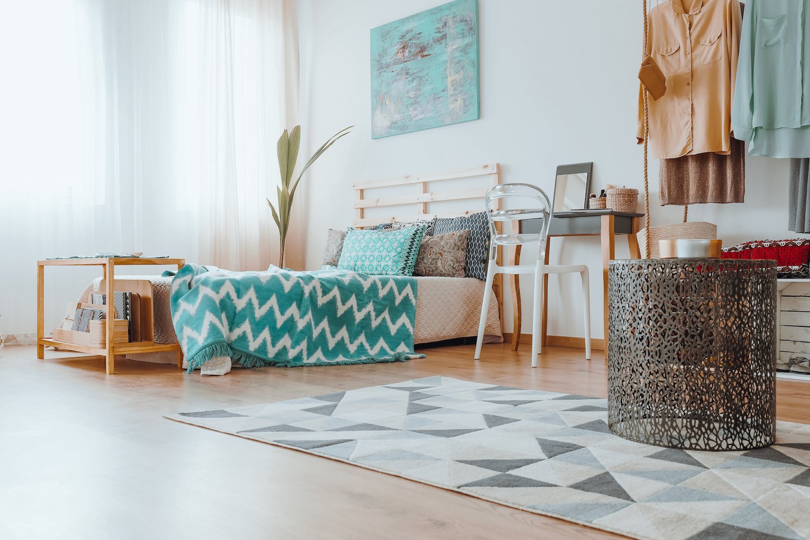 Small table on the rug Contemporary apartment